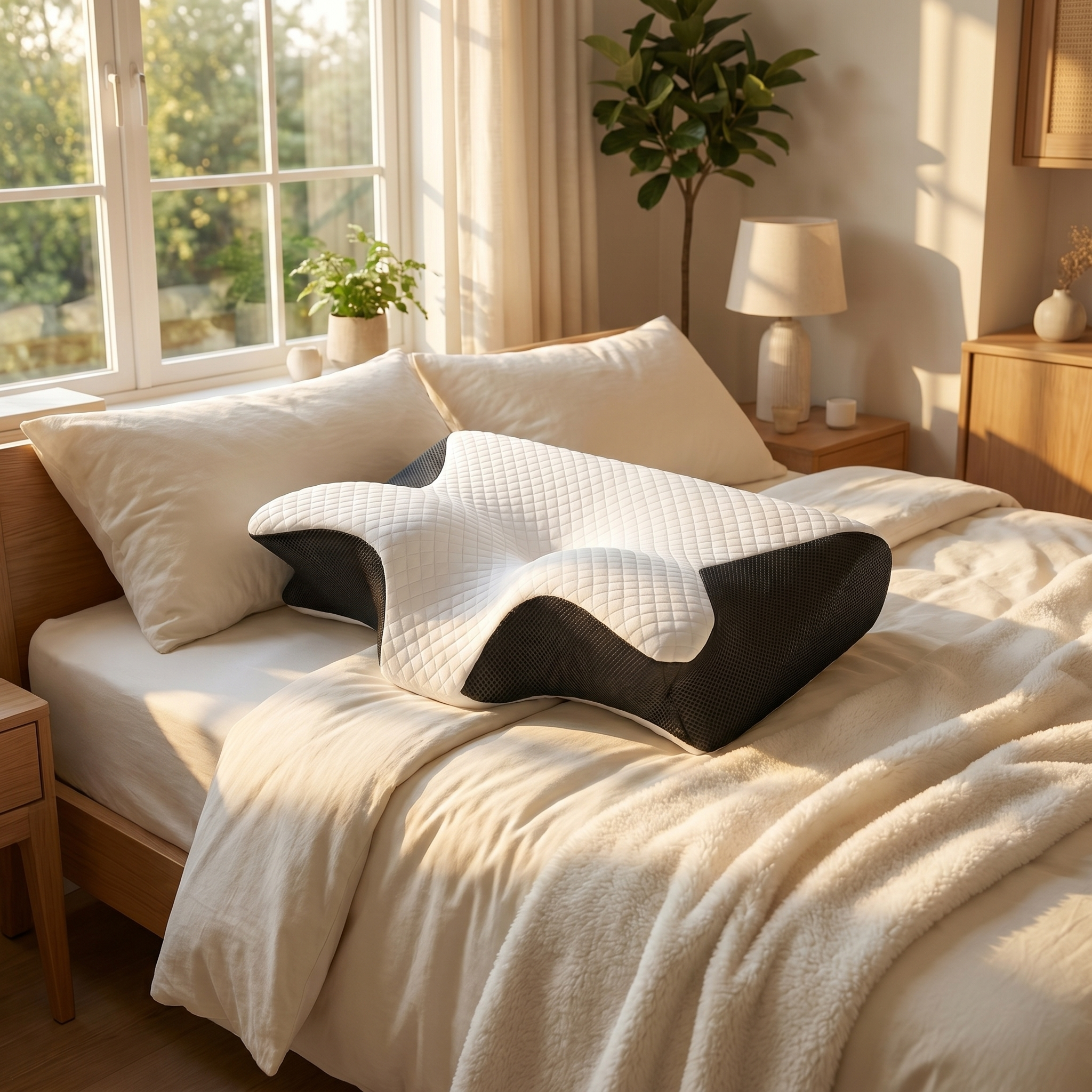 Nackenkissen auf dem Bett Lifestyle
