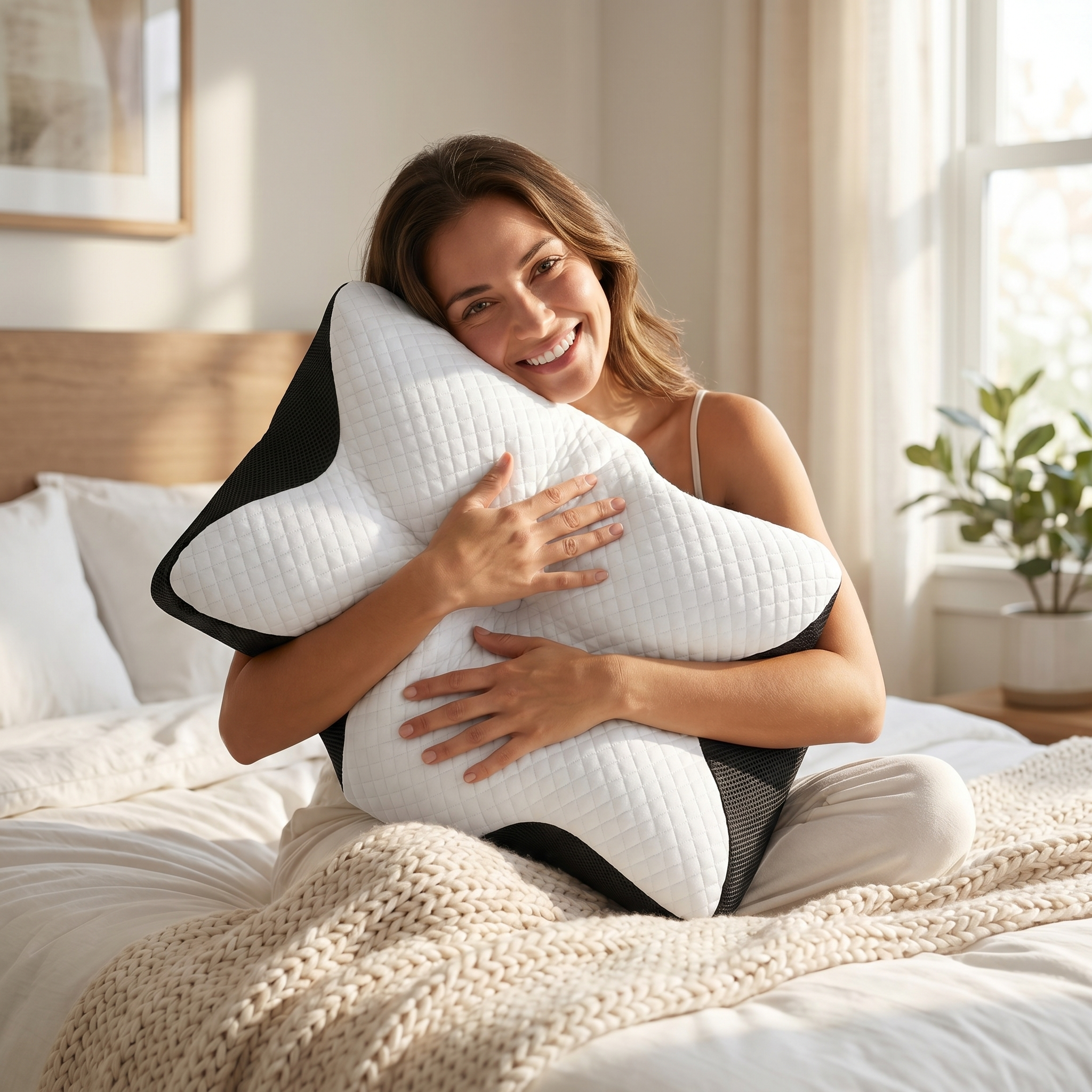 Glückliche Kundin mit Pillow Dreams Kissen